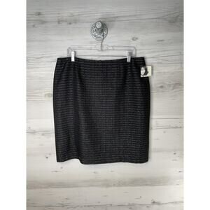Jaclyn Smith Skirt Womens 16 Black Tweed Lined Pencil‎ Zip Back Holiday Work
